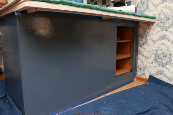 Freshly painted cabinet boxes
