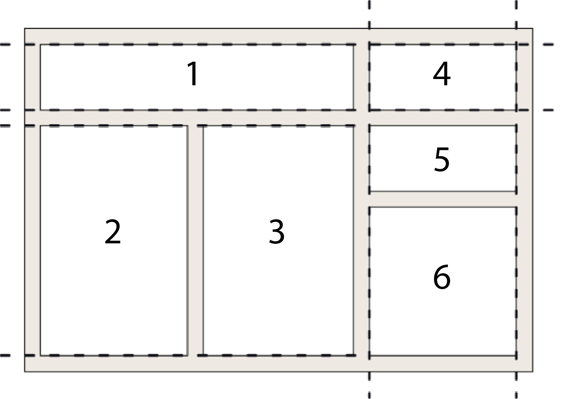 Diagram of aligned drawer fronts and doors