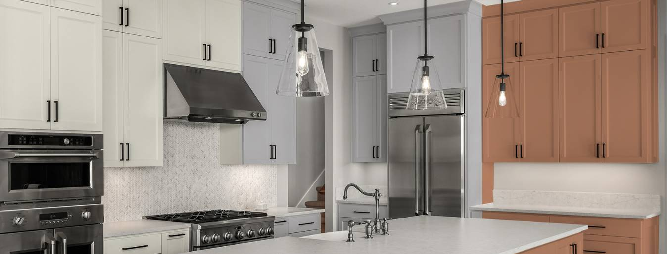 A kitchen with white and Roja ECOS cabinets