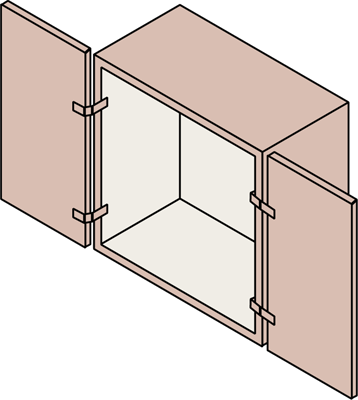 Illustration of a frameless cabinet