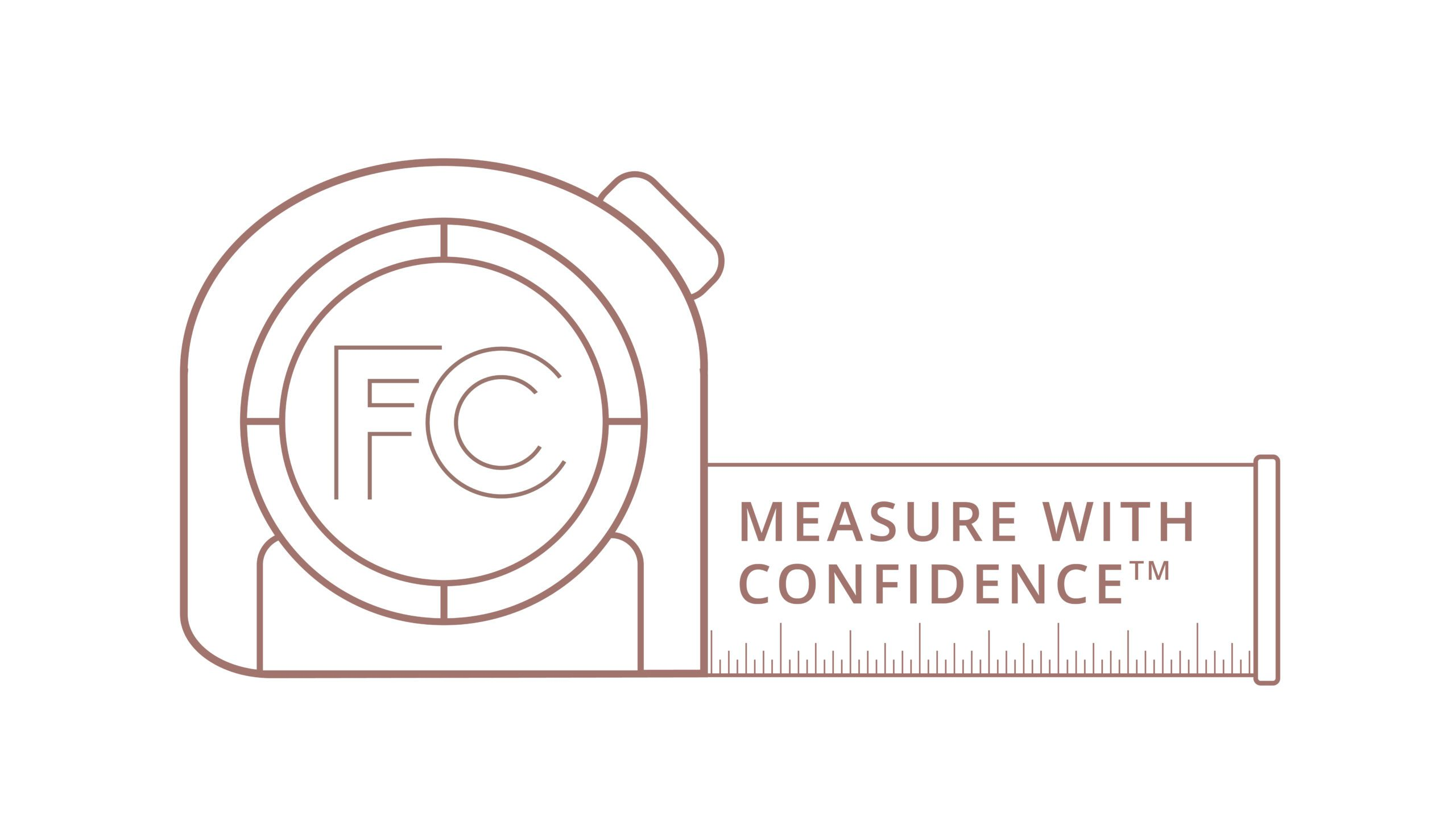 Front + Center Measure With Confidence tape measure logo